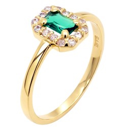 Χρυσό δαχτυλίδι ορθογώνια ροζέτα Κ14 με ζιργκόν